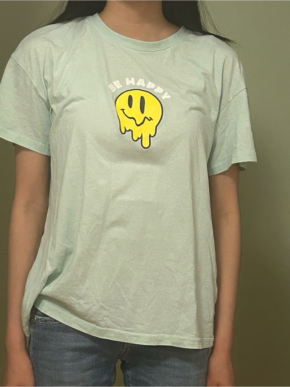 3/$20 Be Happy Mint Graphic Tee